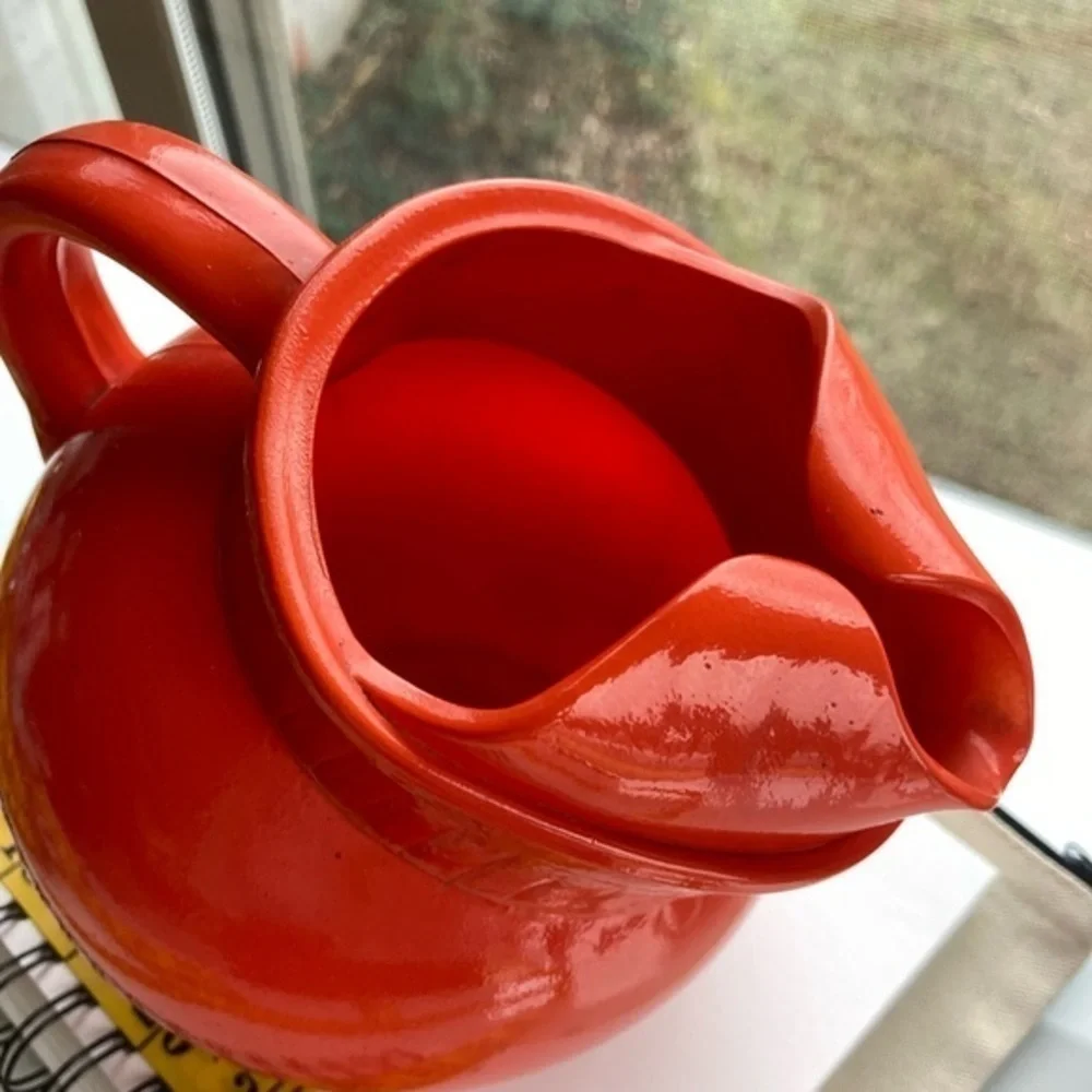 Cool Orange Glass Pitcher Vase Planter Storage MCM CottageCore - Picture 4 of 13